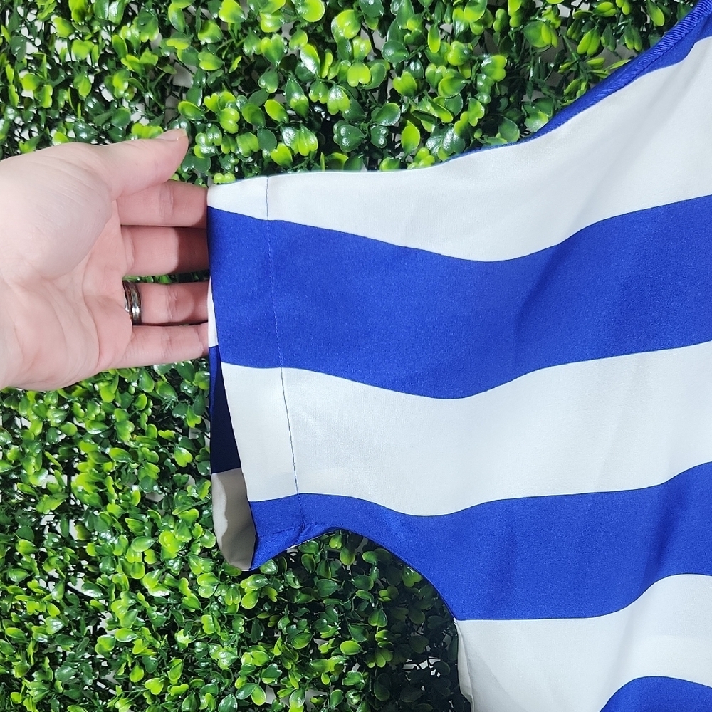 The Limited Blue White Striped Boxy Short Sleeve Tee - Picture 4 of 9